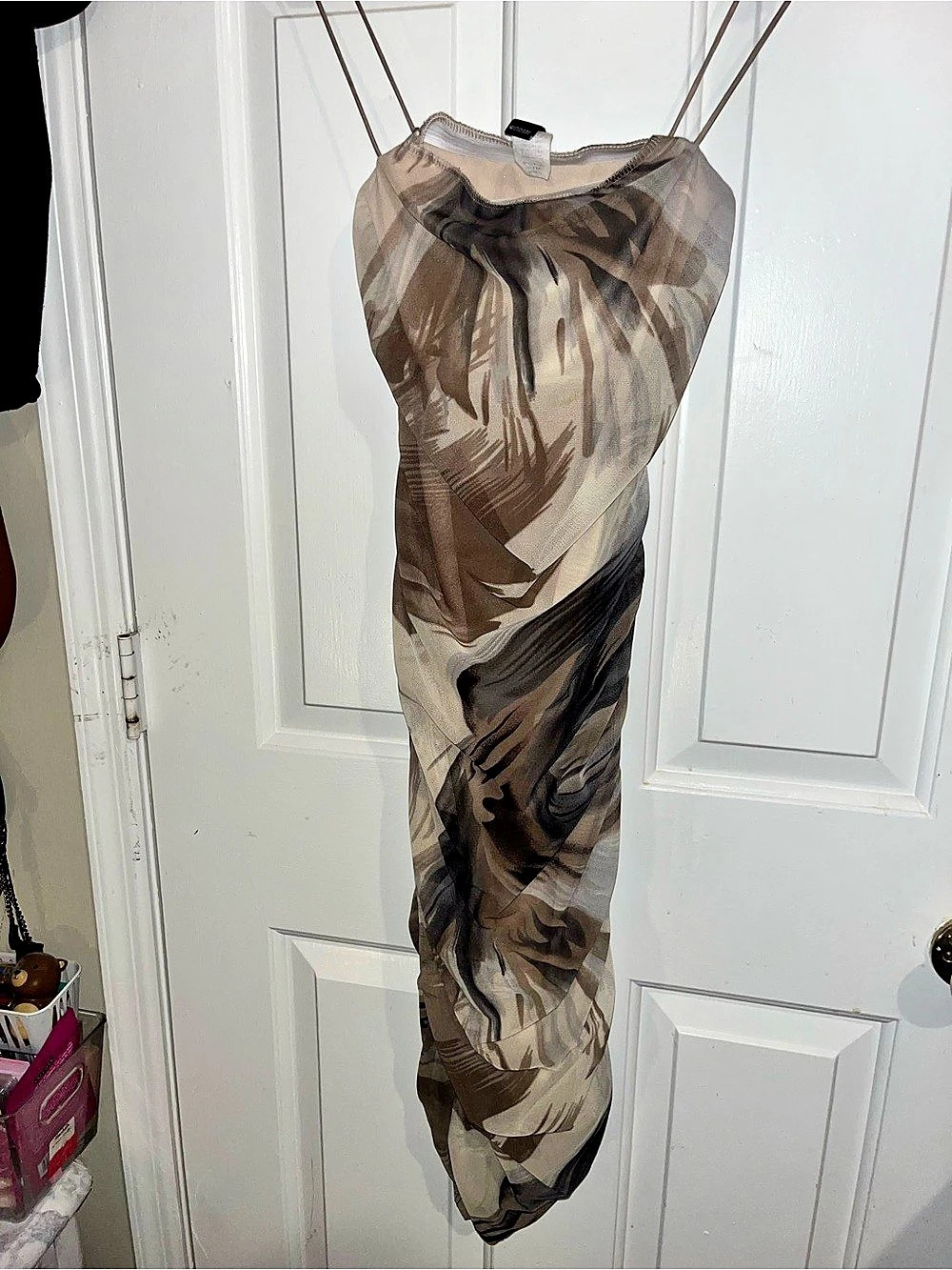 Windsor Abstract Print Maxi Dress in Brown & Black Like New